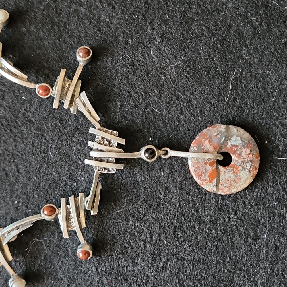 Hand Forged Pewter and Polished Stone Necklace